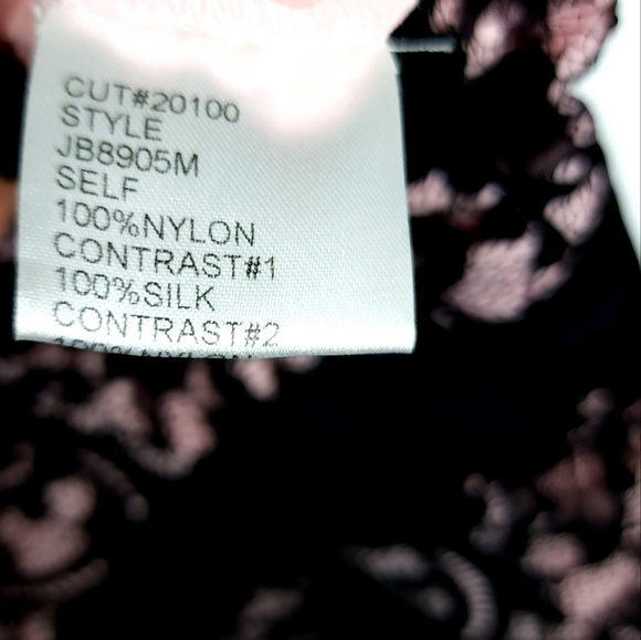 Tadashi black lace over pink silk v neck A line high waist dress size 6 - Picture 4 of 6